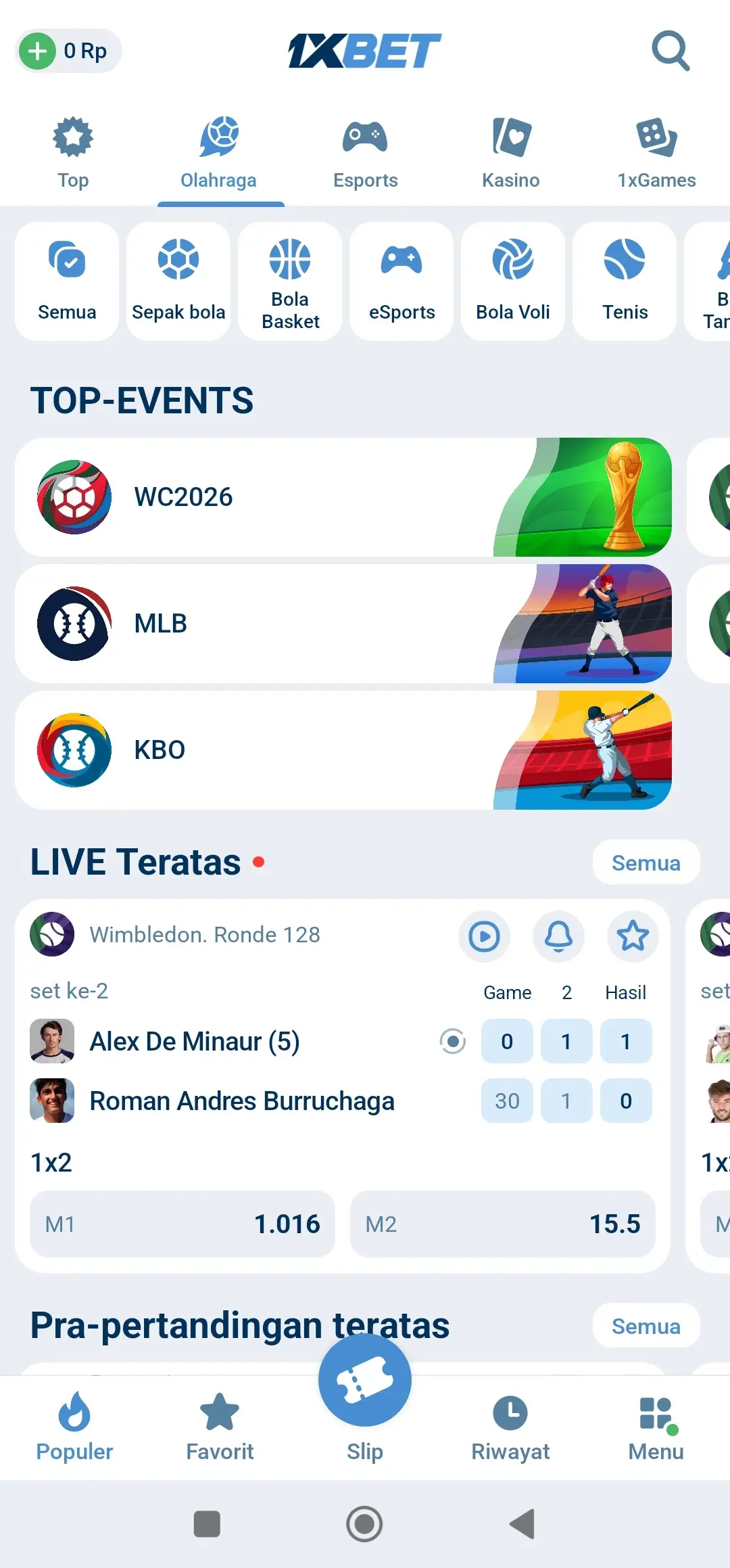 1xBet Android app screenshot 1